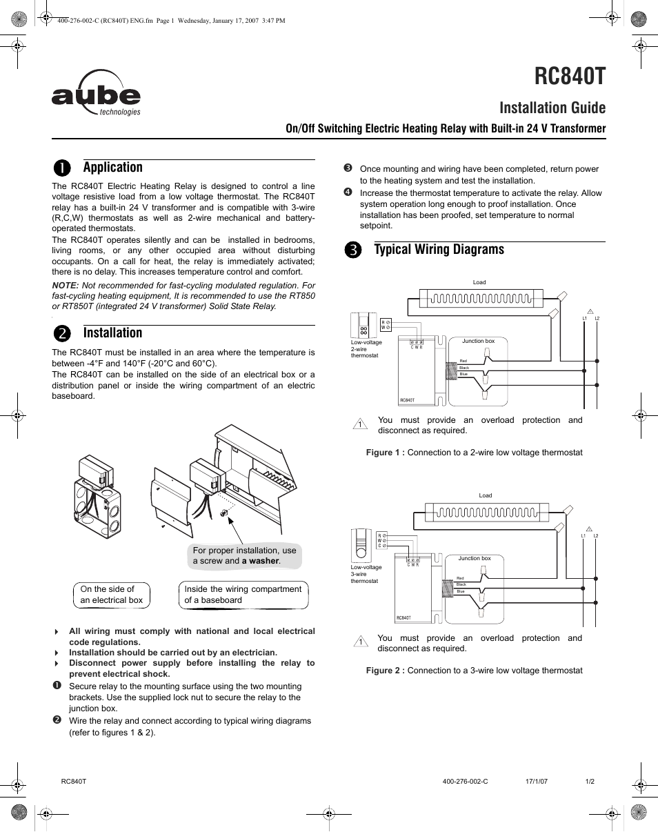 Aube Technologies RC840T User Manual | 2 pages