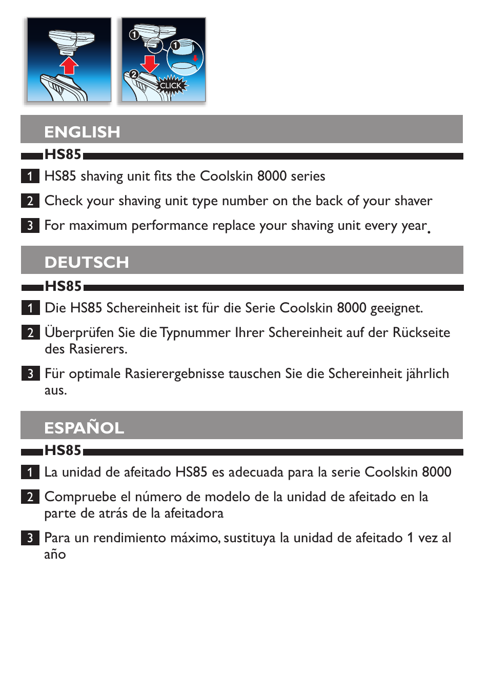 Philips NIVEA cabezales de afeitado User Manual | 2 pages