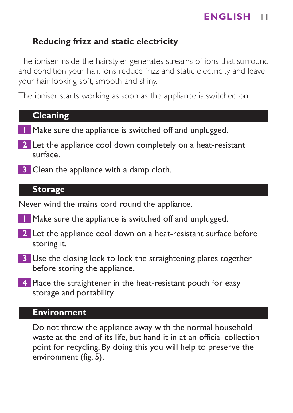 Philips Plancha para el pelo User Manual | Page 11 / 104