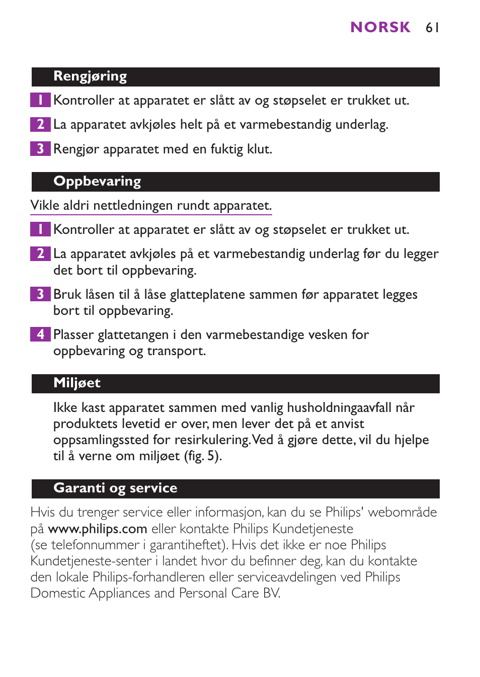 Philips Plancha para el pelo User Manual | Page 61 / 104