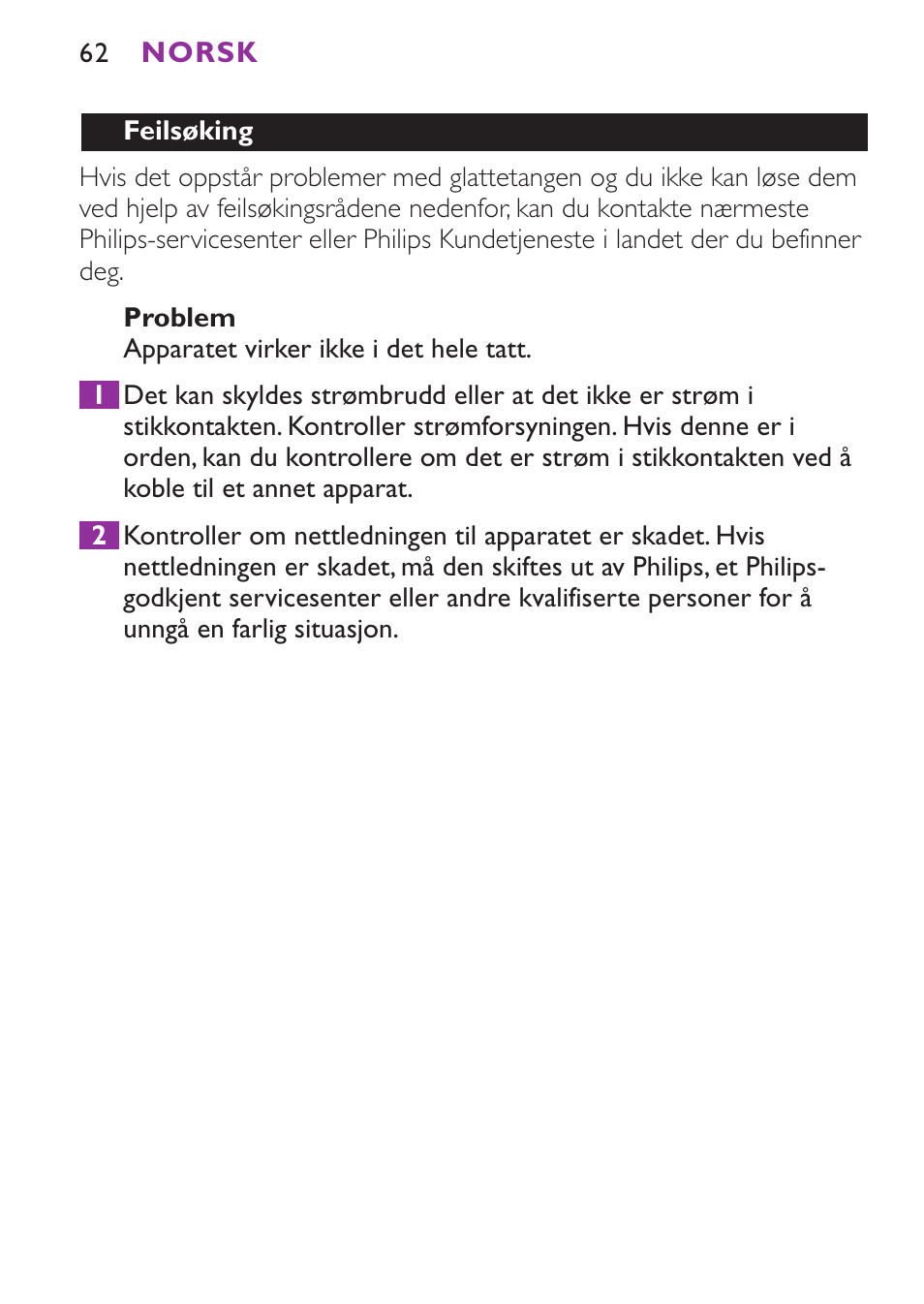 Philips Plancha para el pelo User Manual | Page 62 / 104