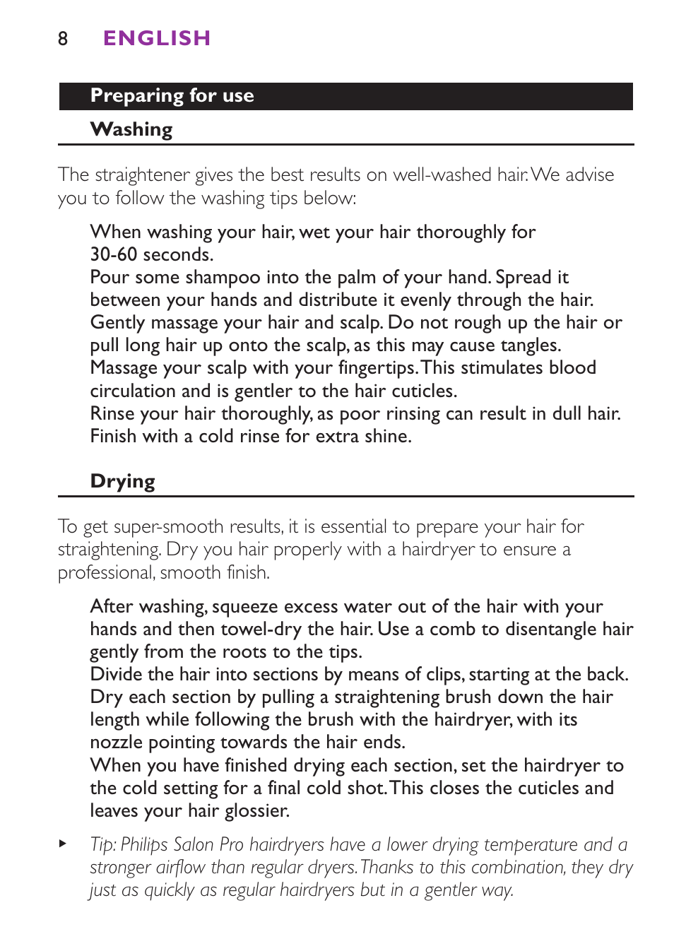 Philips Plancha para el pelo User Manual | Page 8 / 104