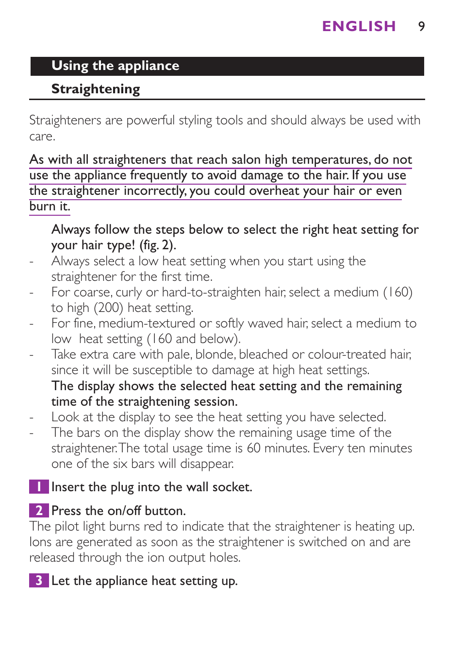 Philips Plancha para el pelo User Manual | Page 9 / 104