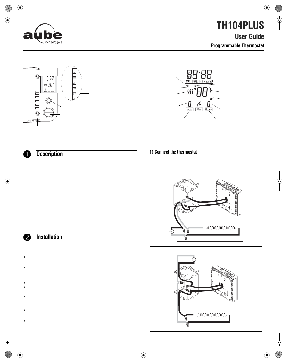 Aube Technologies TH104PLUS User Manual | 4 pages