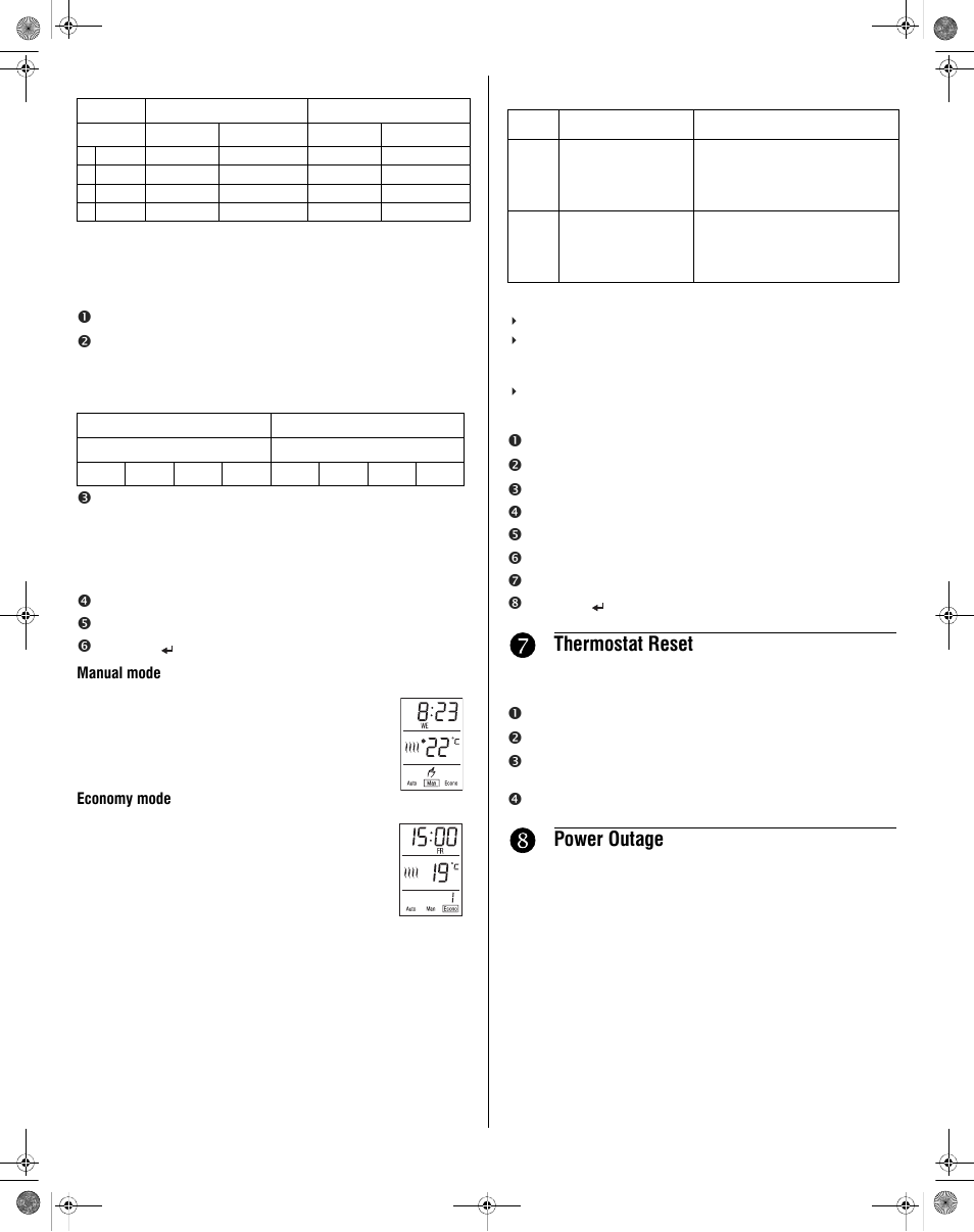 Thermostat reset, Power outage | Aube Technologies TH104PLUS User Manual | Page 3 / 4