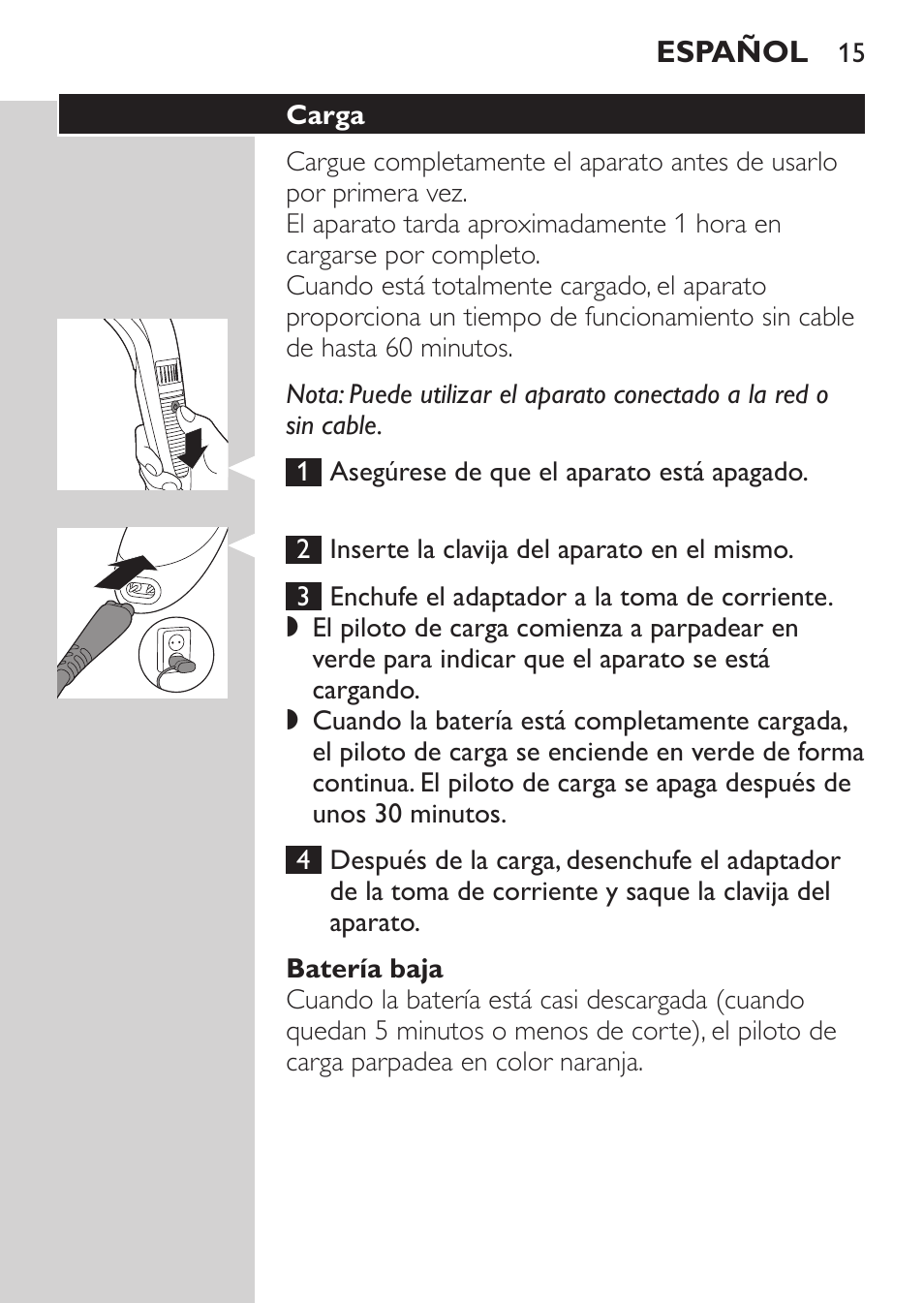 Philips BEARDTRIMMER Series 3000 barbero para barba y barba de 2 días User Manual | Page 15 / 104