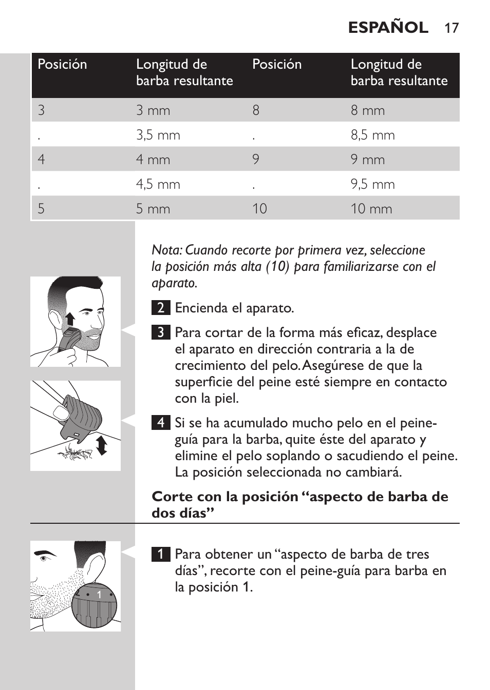 Philips BEARDTRIMMER Series 3000 barbero para barba y barba de 2 días User Manual | Page 17 / 104