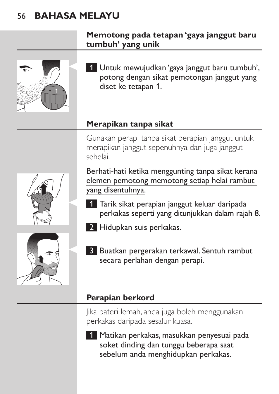 Philips BEARDTRIMMER Series 3000 barbero para barba y barba de 2 días User Manual | Page 56 / 104