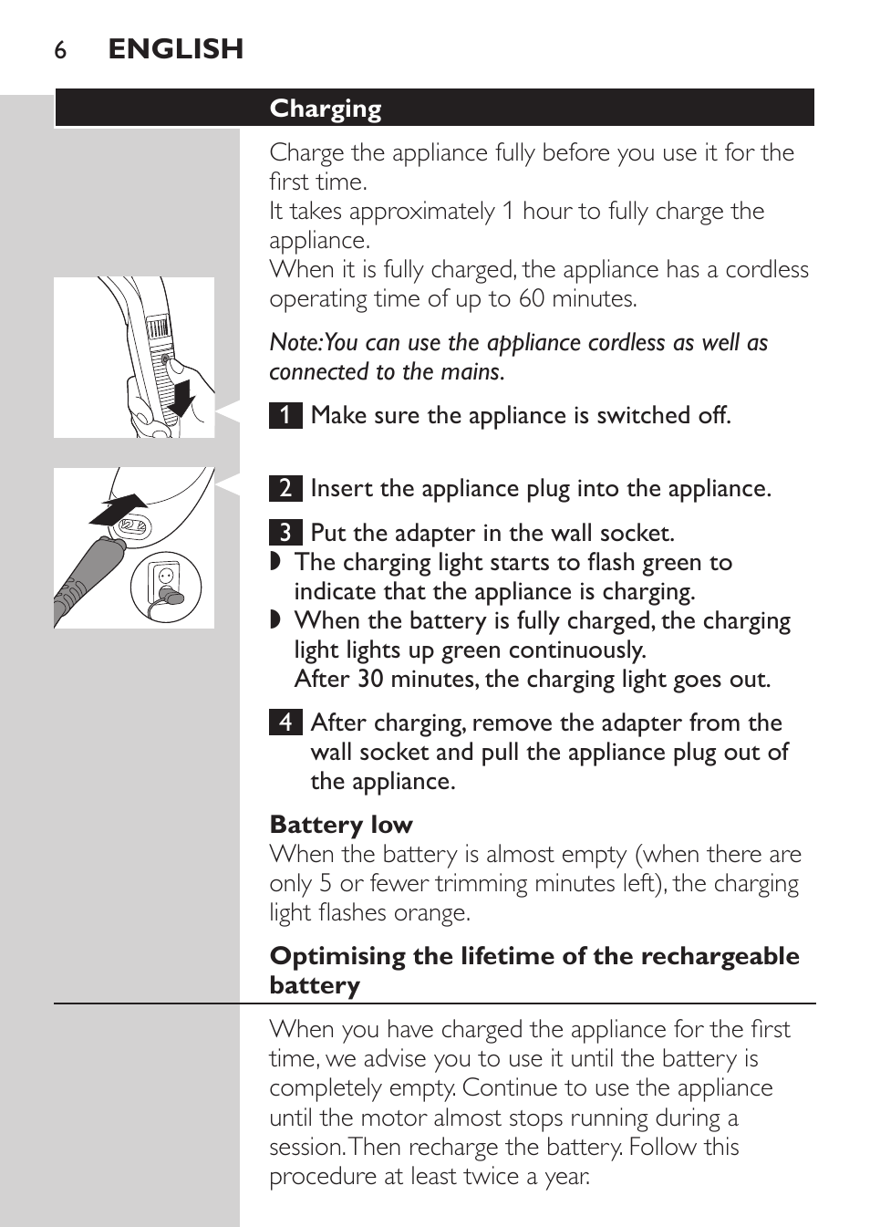 Philips BEARDTRIMMER Series 3000 barbero para barba y barba de 2 días User Manual | Page 6 / 104
