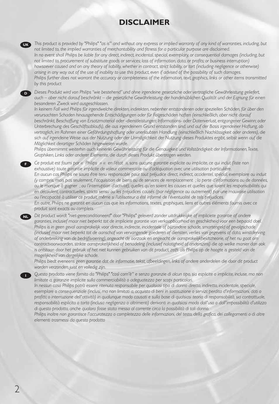 Disclaimer | Philips Wireless Notebook Adapter User Manual | Page 2 / 60