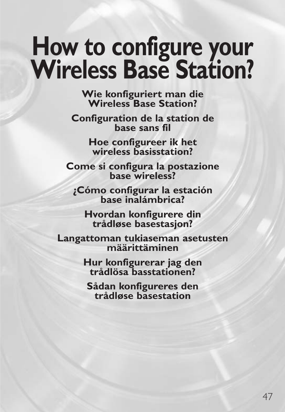 How to configure your wireless base station | Philips Wireless Notebook Adapter User Manual | Page 47 / 60
