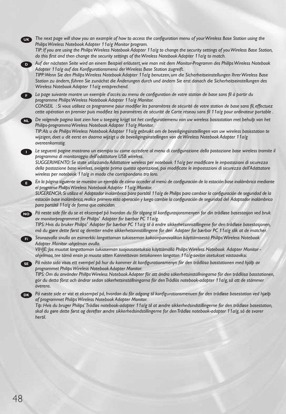 Philips Wireless Notebook Adapter User Manual | Page 48 / 60
