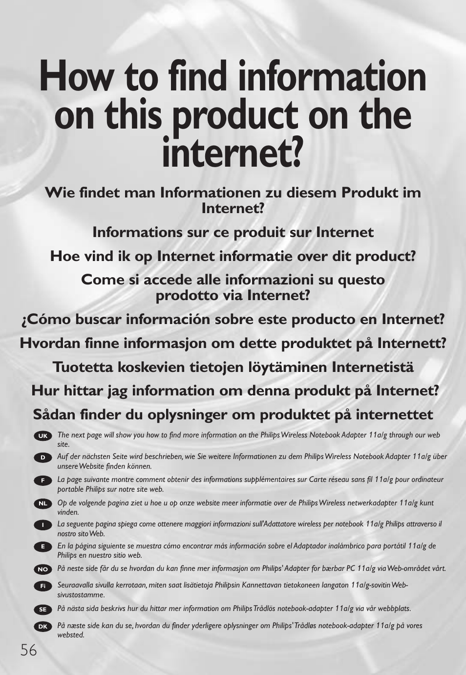 Philips Wireless Notebook Adapter User Manual | Page 56 / 60