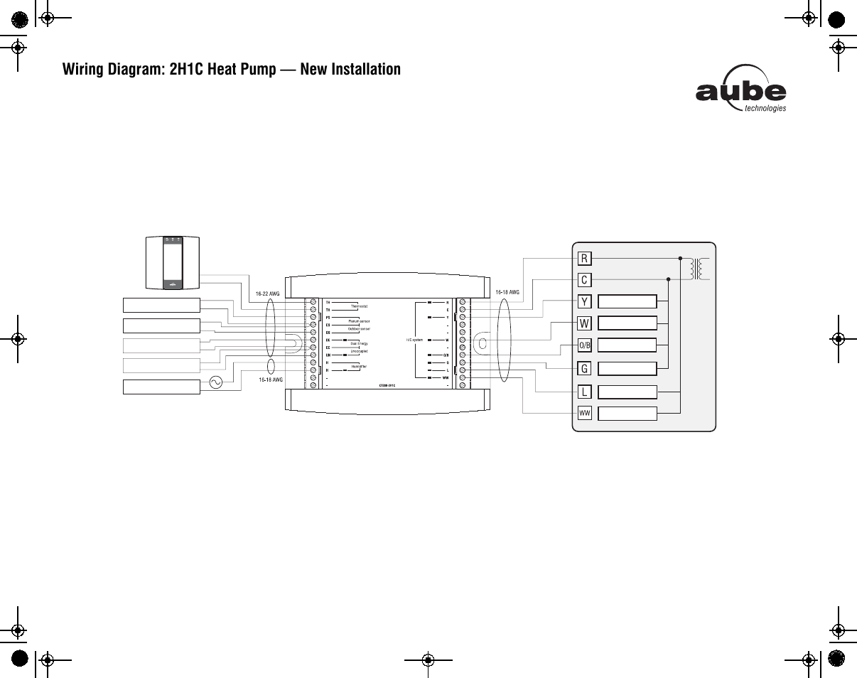 Wiring diagram: 2h1c heat pump — new installation | Aube Technologies TH146-P-2H1C User Manual | Page 5 / 11