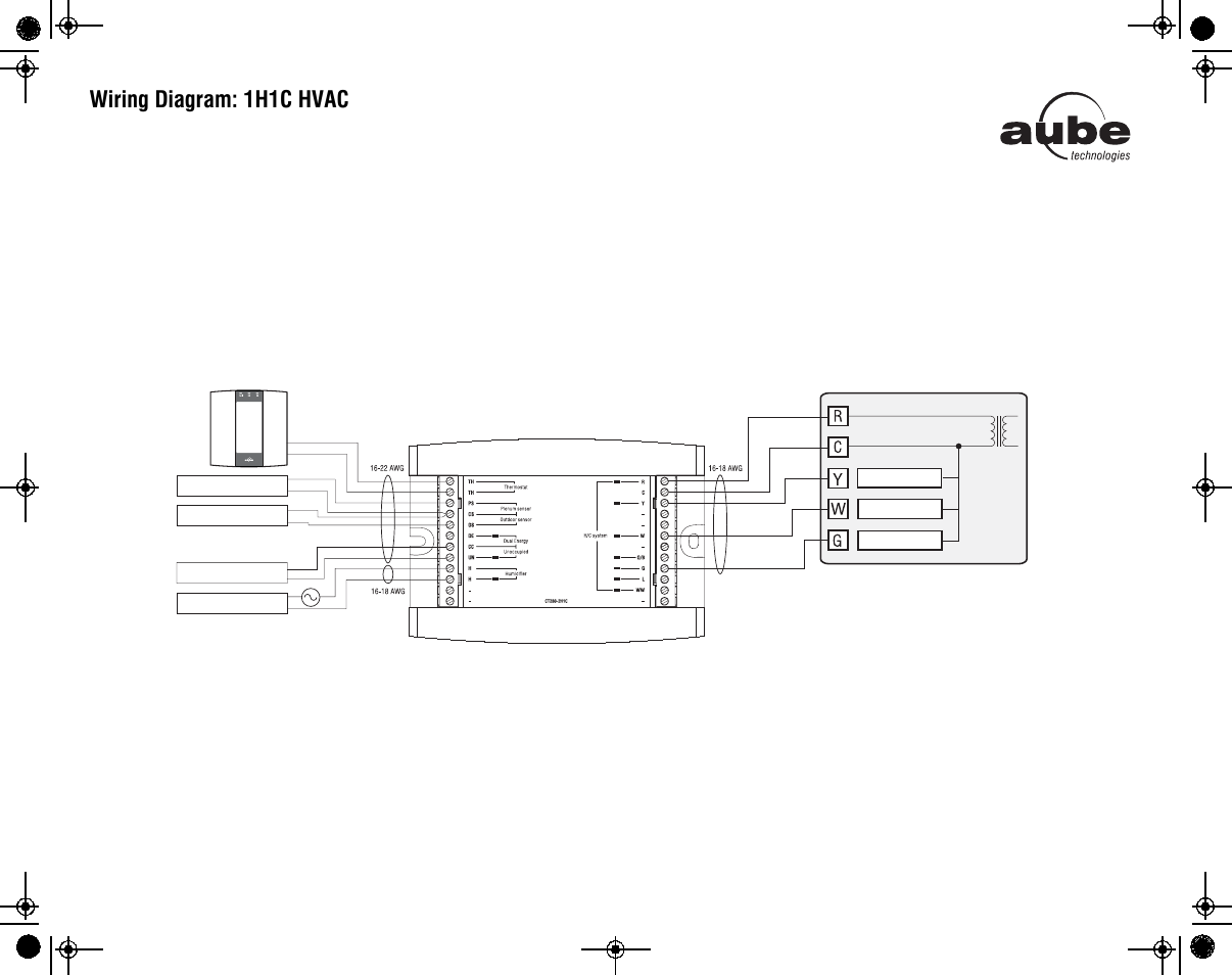 Wiring diagram: 1h1c hvac | Aube Technologies TH146-P-2H1C User Manual | Page 7 / 11