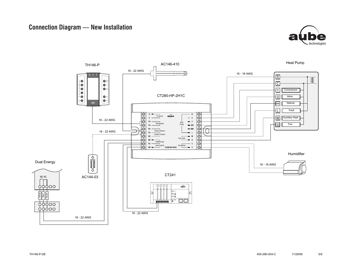 Connection diagram — new installation | Aube Technologies TH146-P-DE User Manual | Page 5 / 9