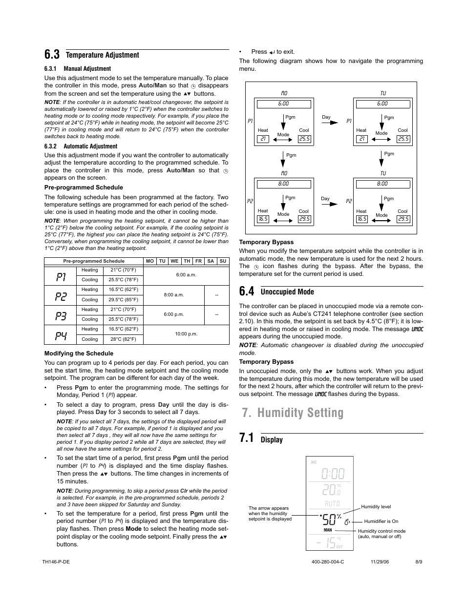 Humidity setting 7.1 | Aube Technologies TH146-P-DE User Manual | Page 8 / 9