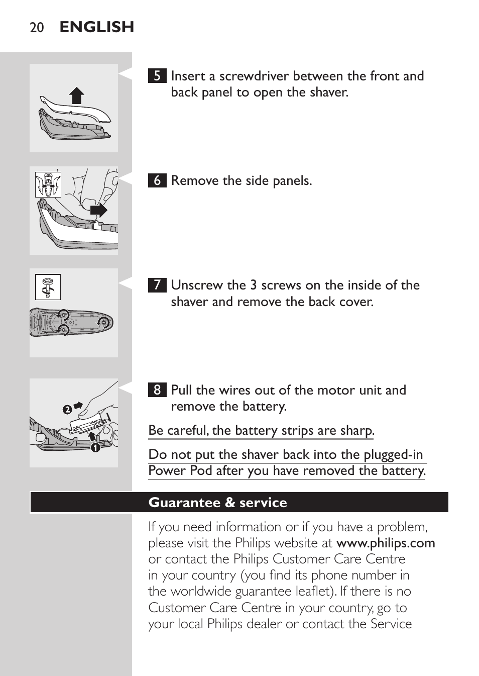 Guarantee & service | Philips Afeitadora eléctrica User Manual | Page 18 / 144