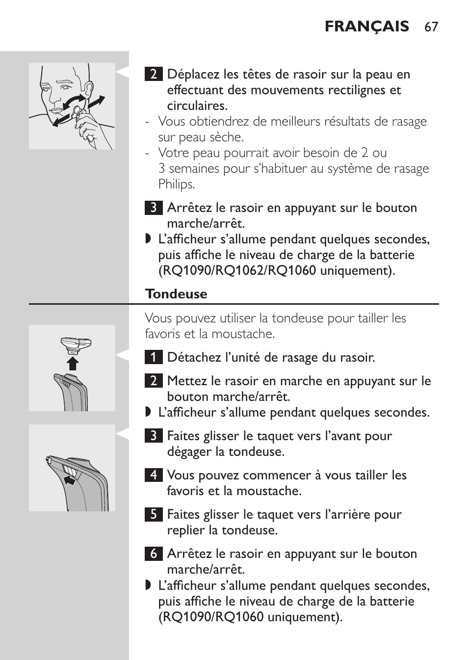 Tondeuse | Philips Afeitadora eléctrica User Manual | Page 65 / 144