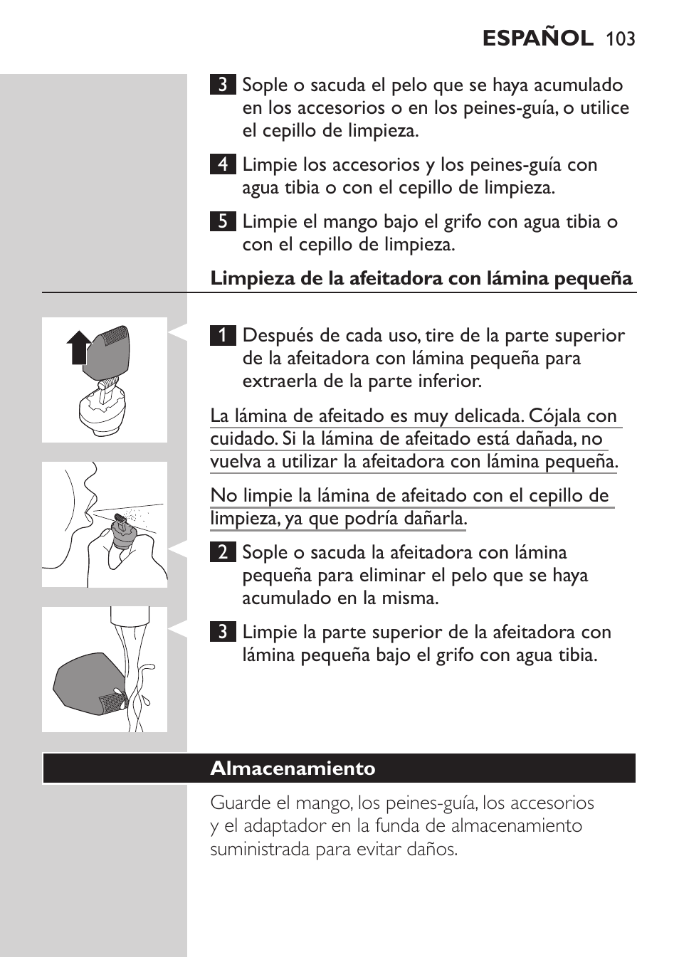 Philips MULTIGROOM Series 3000 Set de cara de arreglo personal resistente al agua User Manual | Page 103 / 174