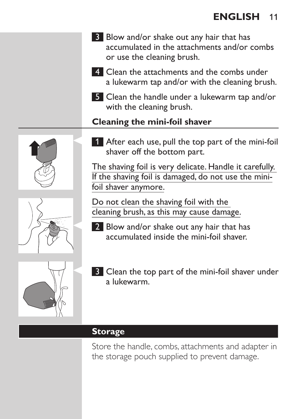 Philips MULTIGROOM Series 3000 Set de cara de arreglo personal resistente al agua User Manual | Page 11 / 174