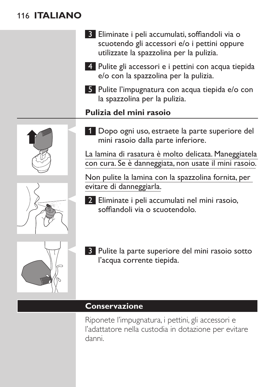 Philips MULTIGROOM Series 3000 Set de cara de arreglo personal resistente al agua User Manual | Page 116 / 174