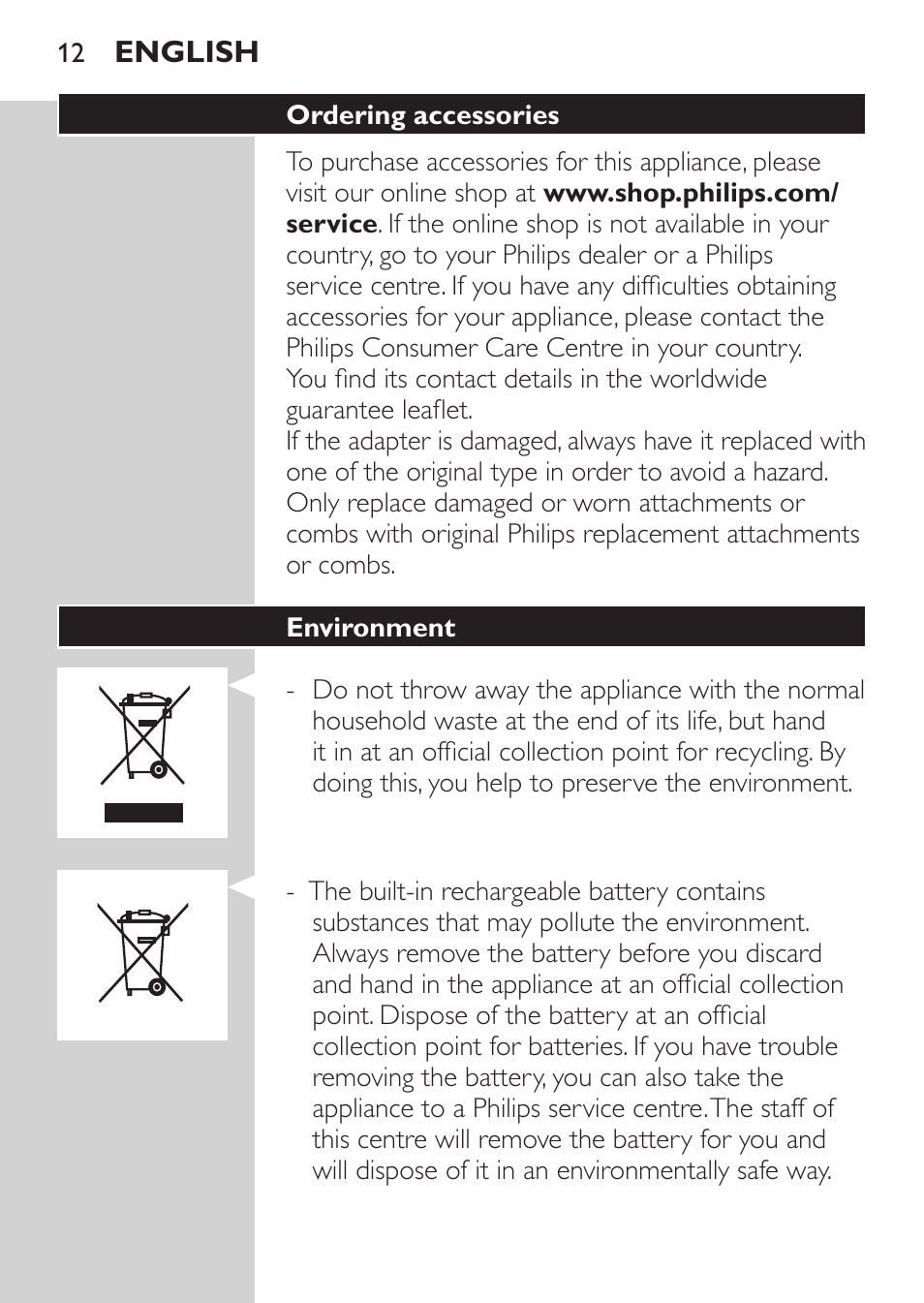 Philips MULTIGROOM Series 3000 Set de cara de arreglo personal resistente al agua User Manual | Page 12 / 174
