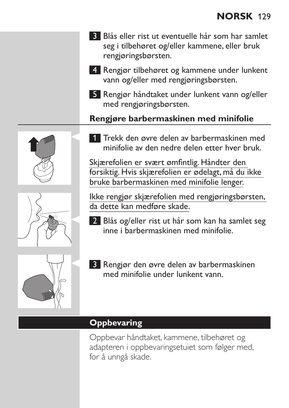 Philips MULTIGROOM Series 3000 Set de cara de arreglo personal resistente al agua User Manual | Page 129 / 174