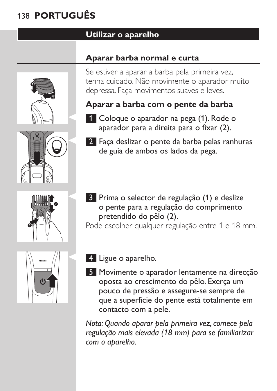 Philips MULTIGROOM Series 3000 Set de cara de arreglo personal resistente al agua User Manual | Page 138 / 174