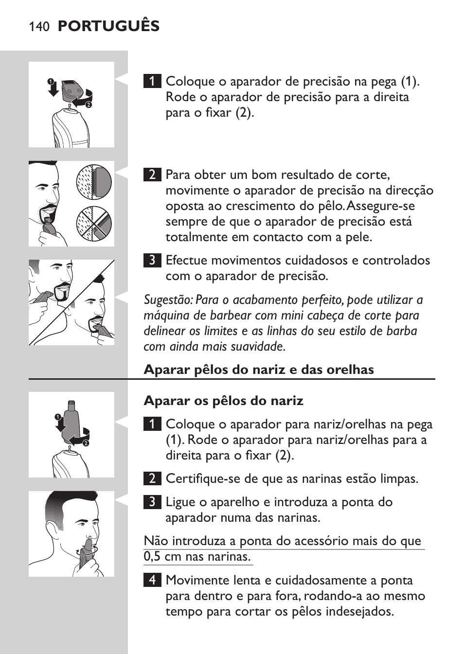 Philips MULTIGROOM Series 3000 Set de cara de arreglo personal resistente al agua User Manual | Page 140 / 174