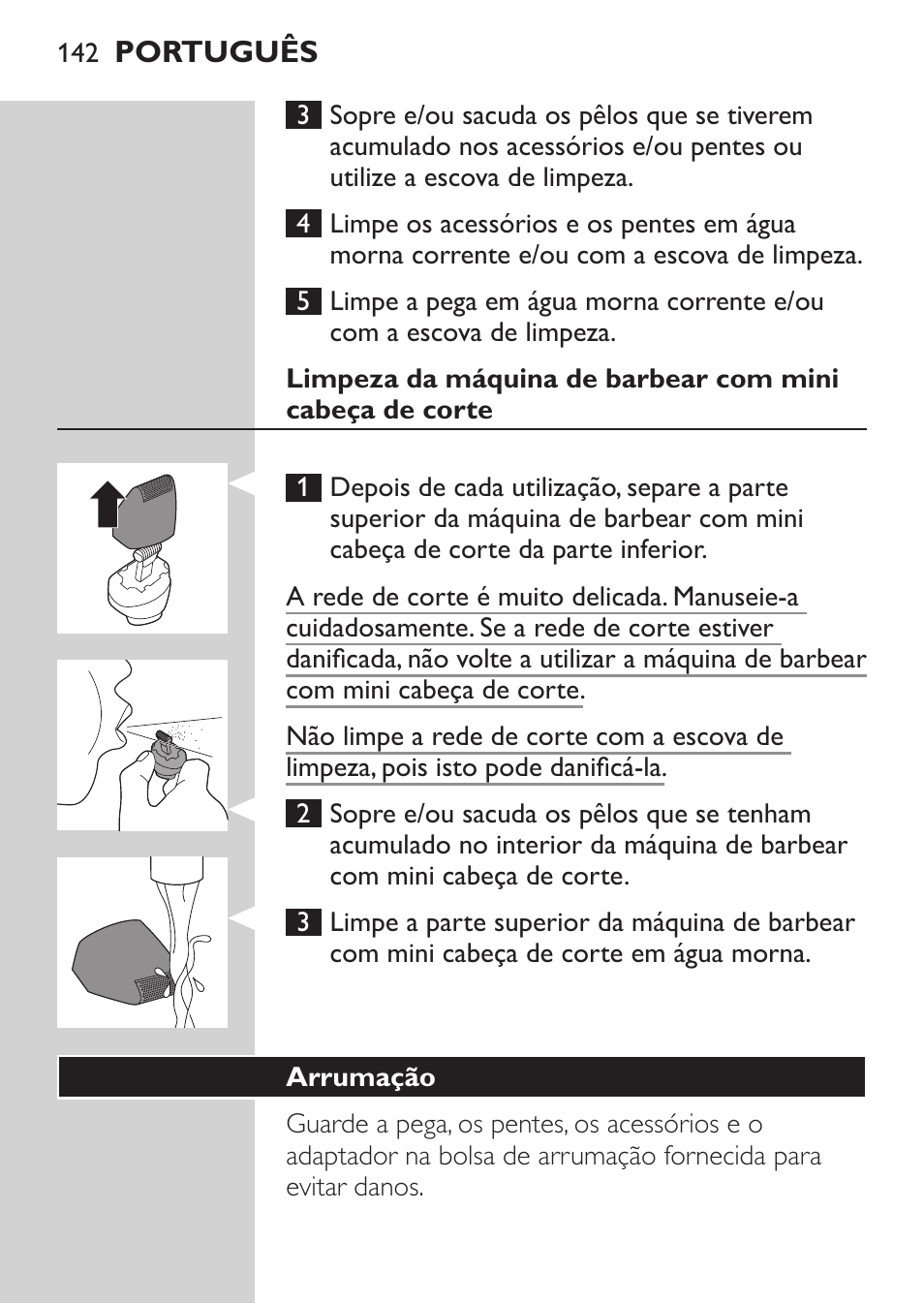 Philips MULTIGROOM Series 3000 Set de cara de arreglo personal resistente al agua User Manual | Page 142 / 174