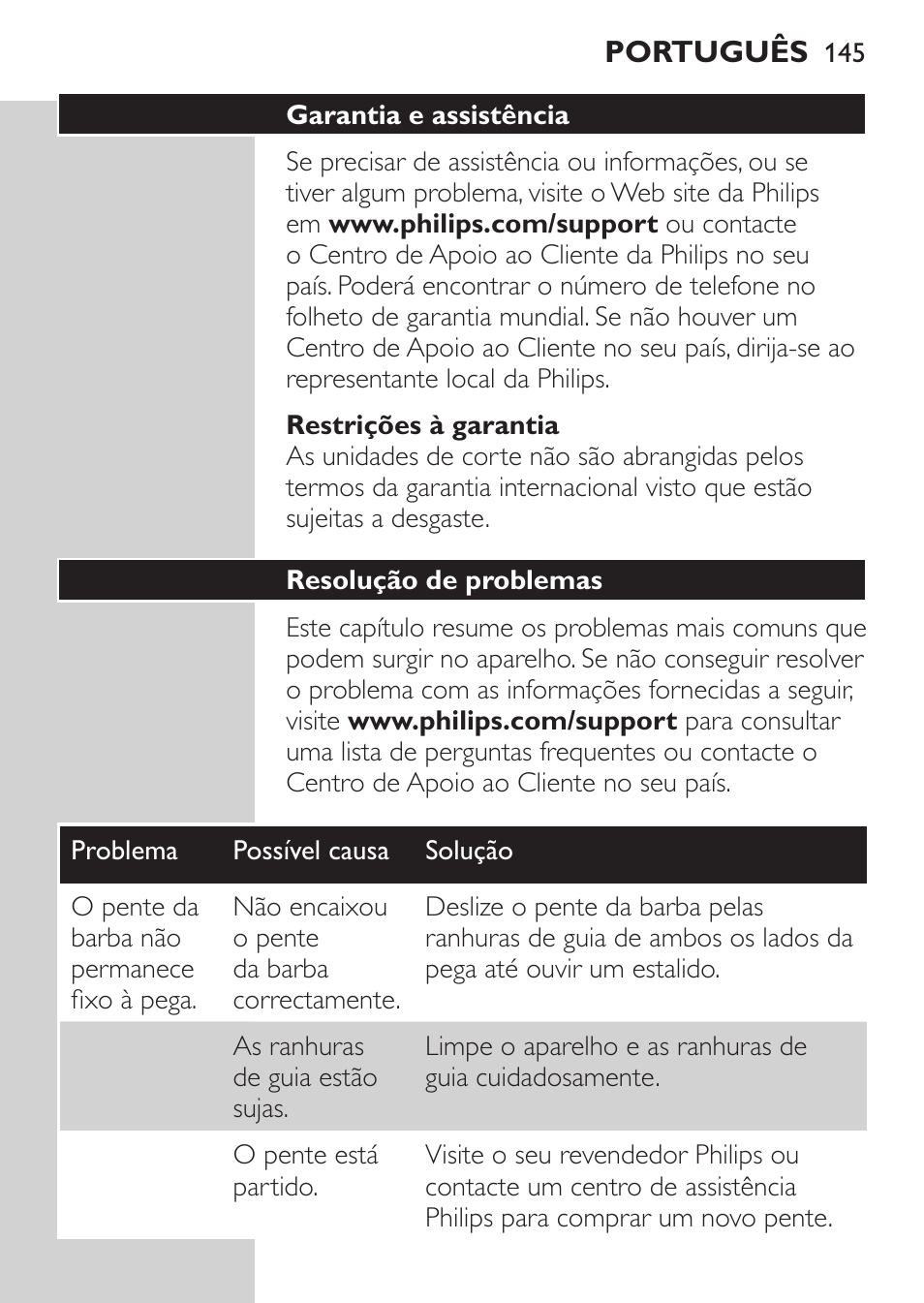 Philips MULTIGROOM Series 3000 Set de cara de arreglo personal resistente al agua User Manual | Page 145 / 174