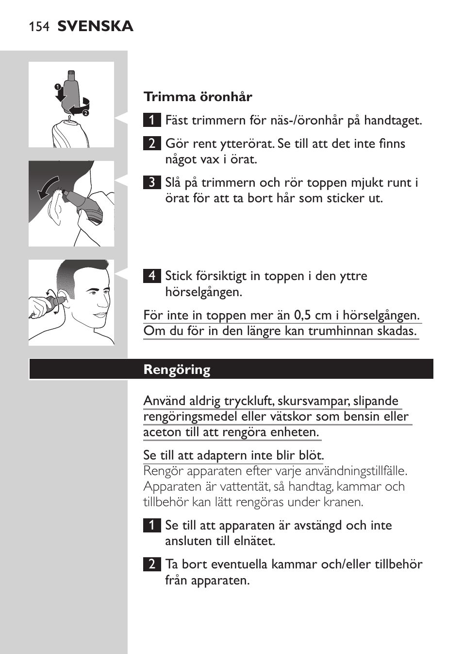 Philips MULTIGROOM Series 3000 Set de cara de arreglo personal resistente al agua User Manual | Page 154 / 174