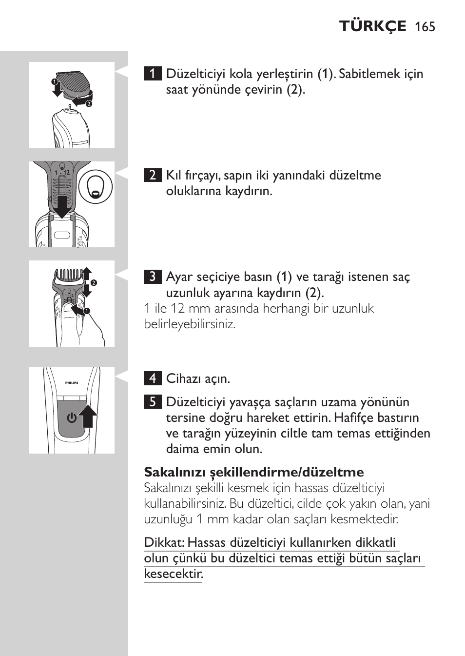 Philips MULTIGROOM Series 3000 Set de cara de arreglo personal resistente al agua User Manual | Page 165 / 174