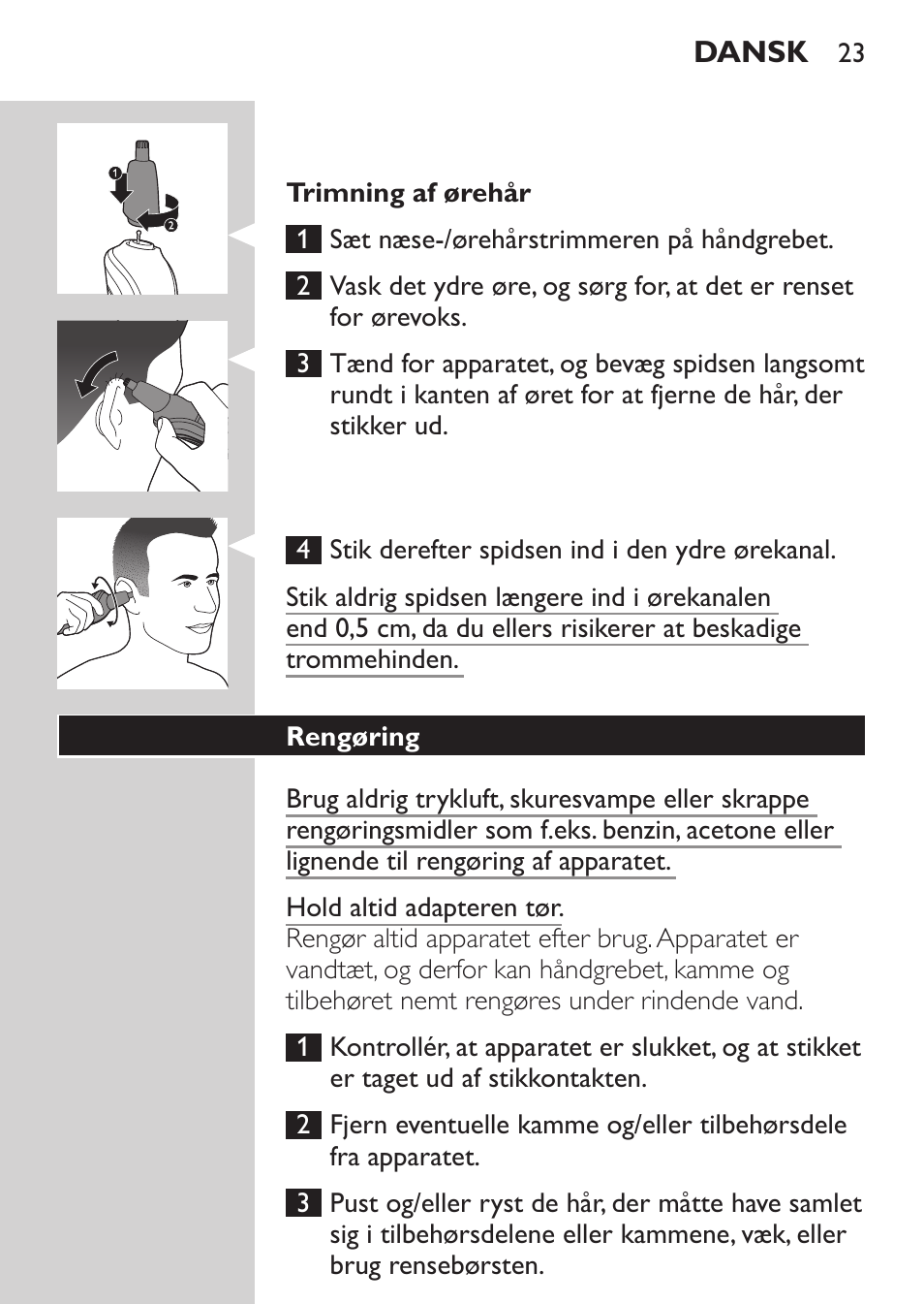 Philips MULTIGROOM Series 3000 Set de cara de arreglo personal resistente al agua User Manual | Page 23 / 174