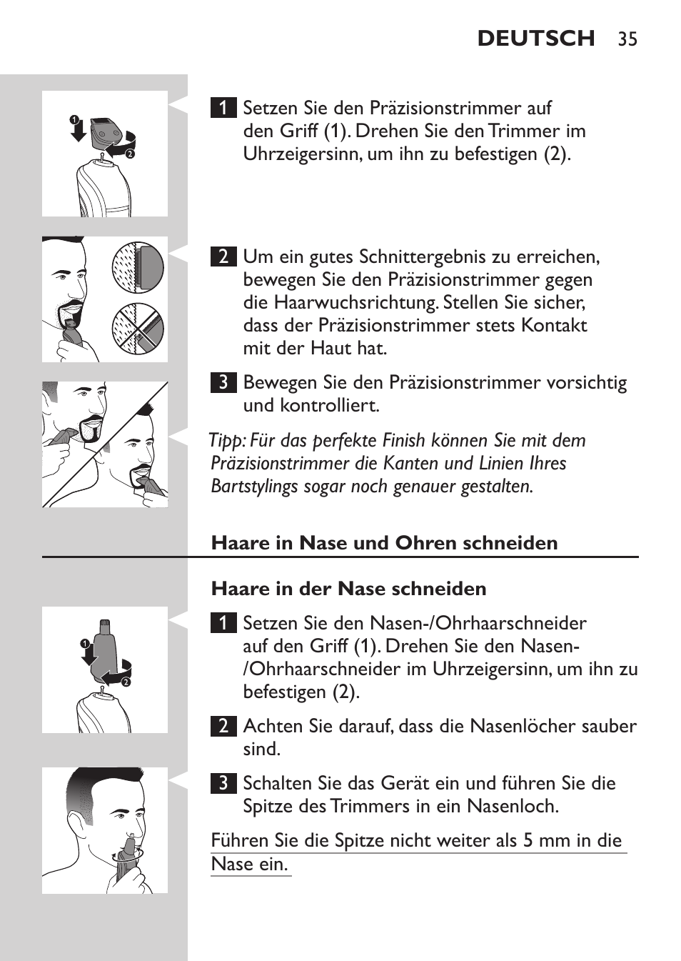 Philips MULTIGROOM Series 3000 Set de cara de arreglo personal resistente al agua User Manual | Page 35 / 174