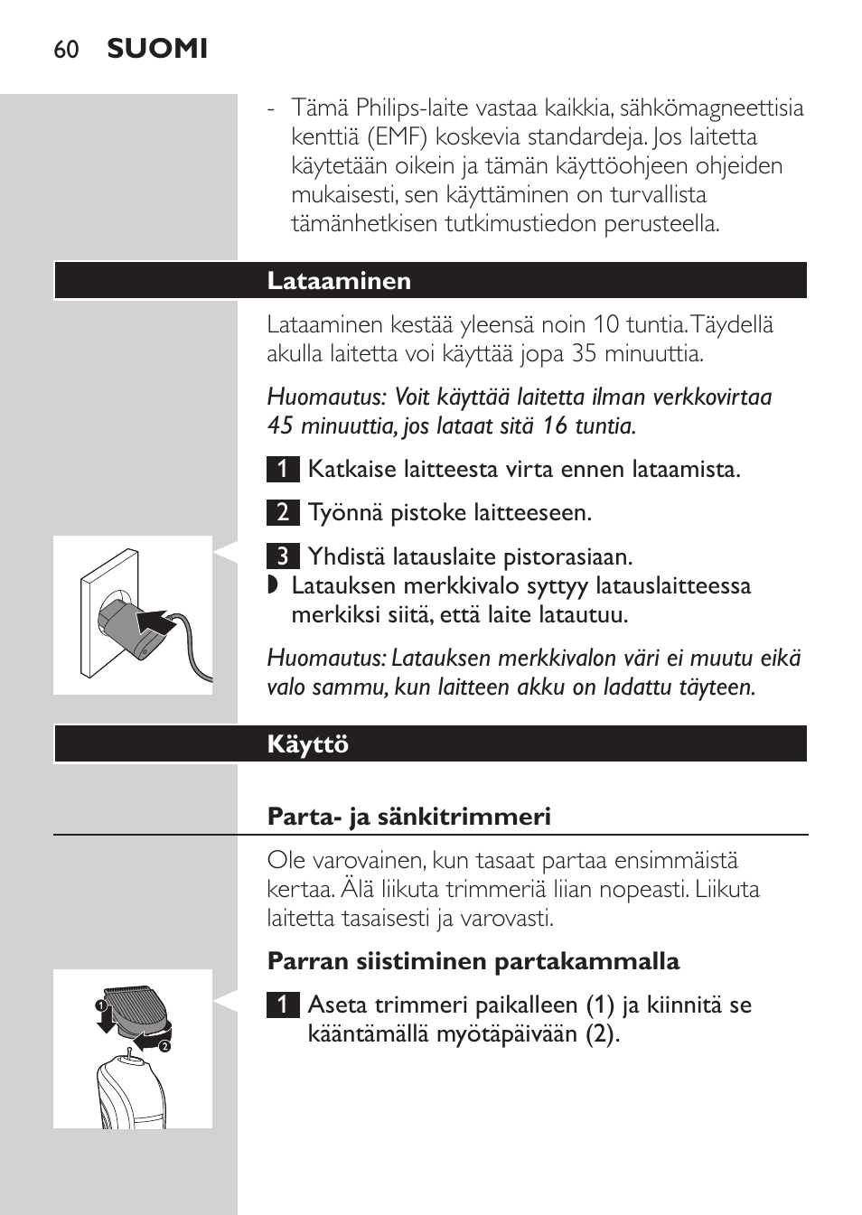 Philips MULTIGROOM Series 3000 Set de cara de arreglo personal resistente al agua User Manual | Page 60 / 174