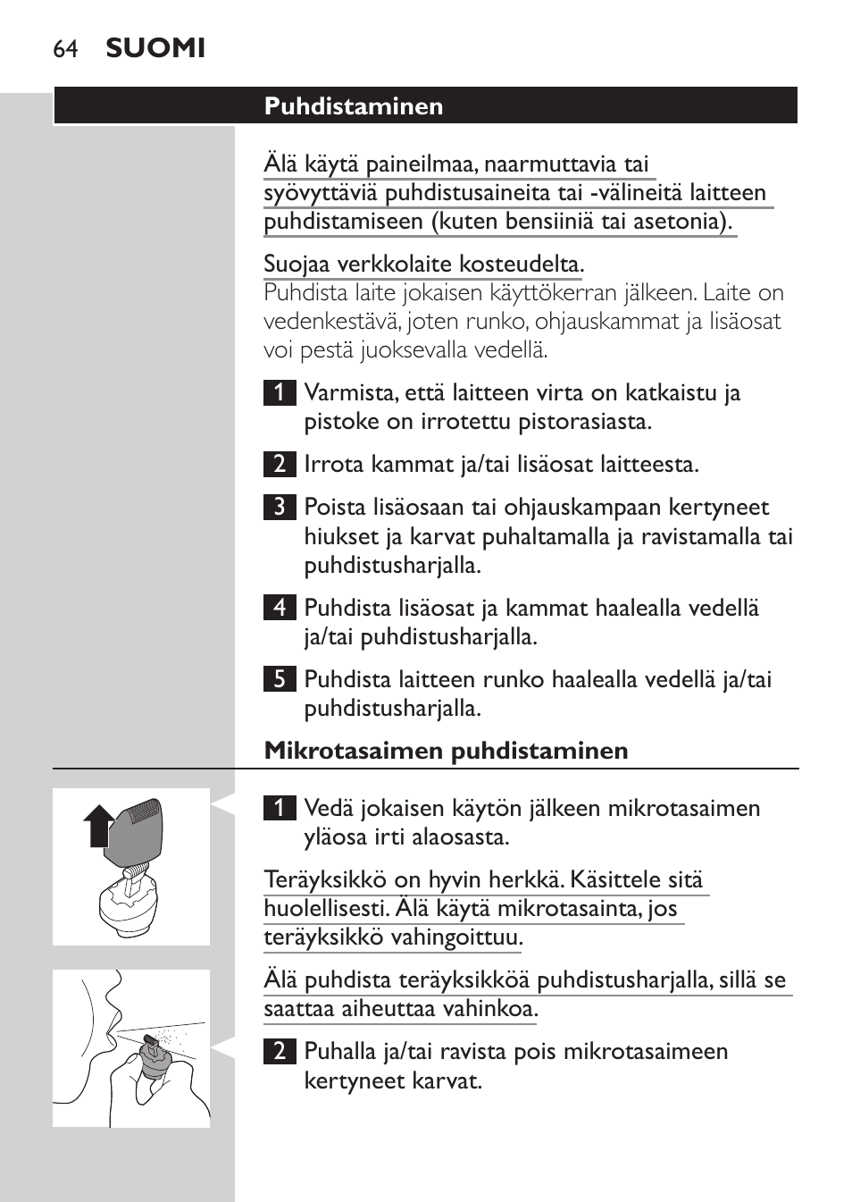 Philips MULTIGROOM Series 3000 Set de cara de arreglo personal resistente al agua User Manual | Page 64 / 174