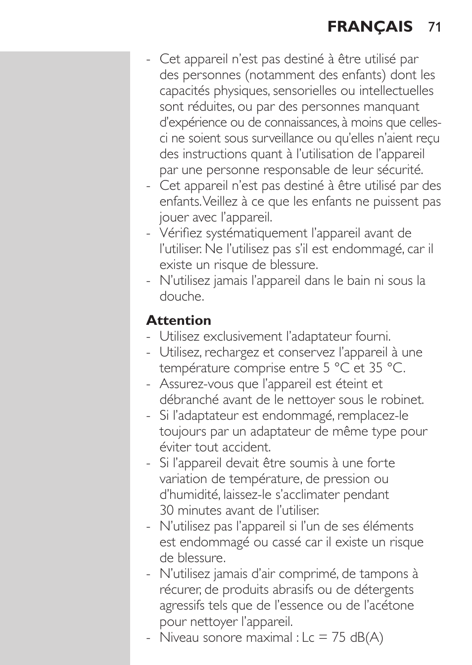 Philips MULTIGROOM Series 3000 Set de cara de arreglo personal resistente al agua User Manual | Page 71 / 174