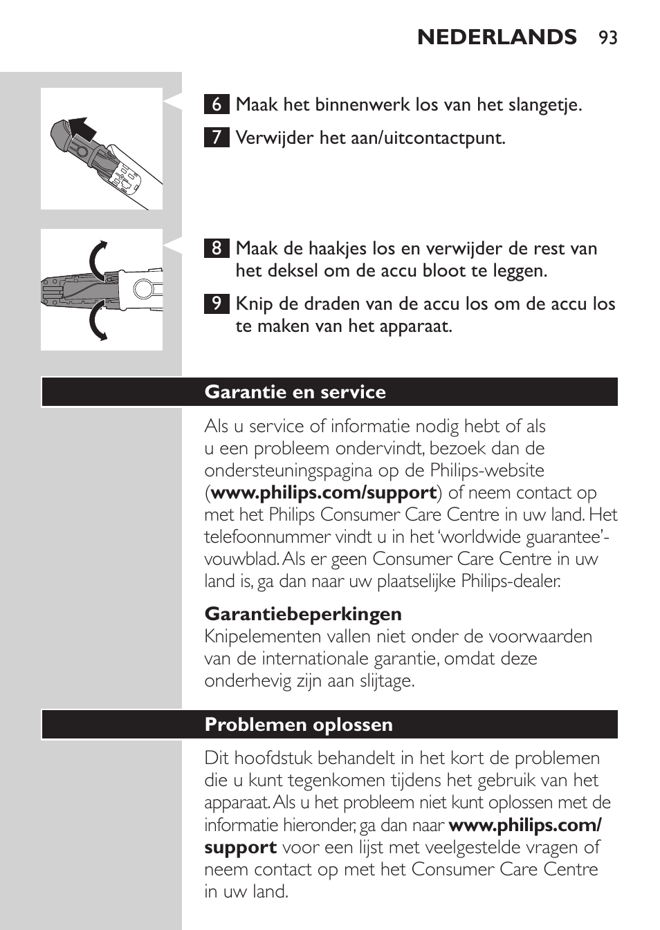 Philips MULTIGROOM Series 3000 Set de cara de arreglo personal resistente al agua User Manual | Page 93 / 174