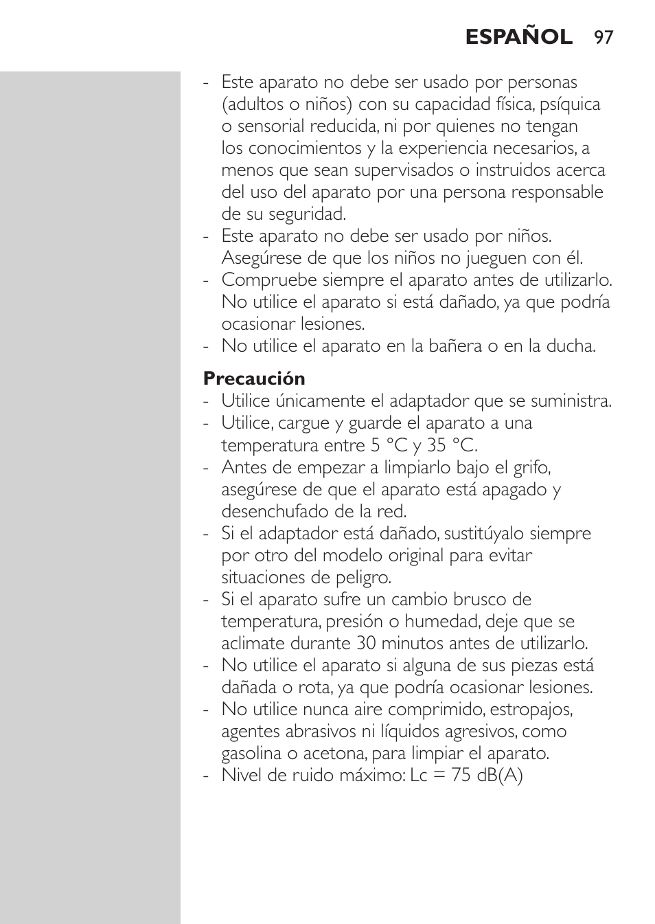 Philips MULTIGROOM Series 3000 Set de cara de arreglo personal resistente al agua User Manual | Page 97 / 174