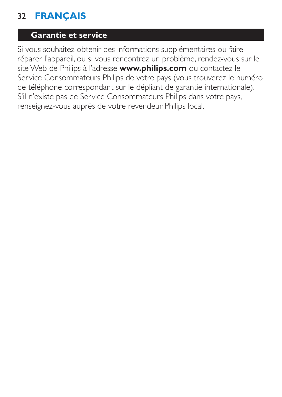 Garantie et service | Philips Viva Collection Exprimidor User Manual | Page 32 / 60