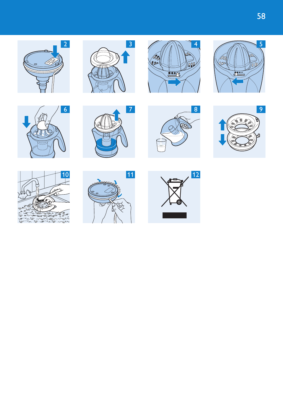 Philips Viva Collection Exprimidor User Manual | Page 58 / 60