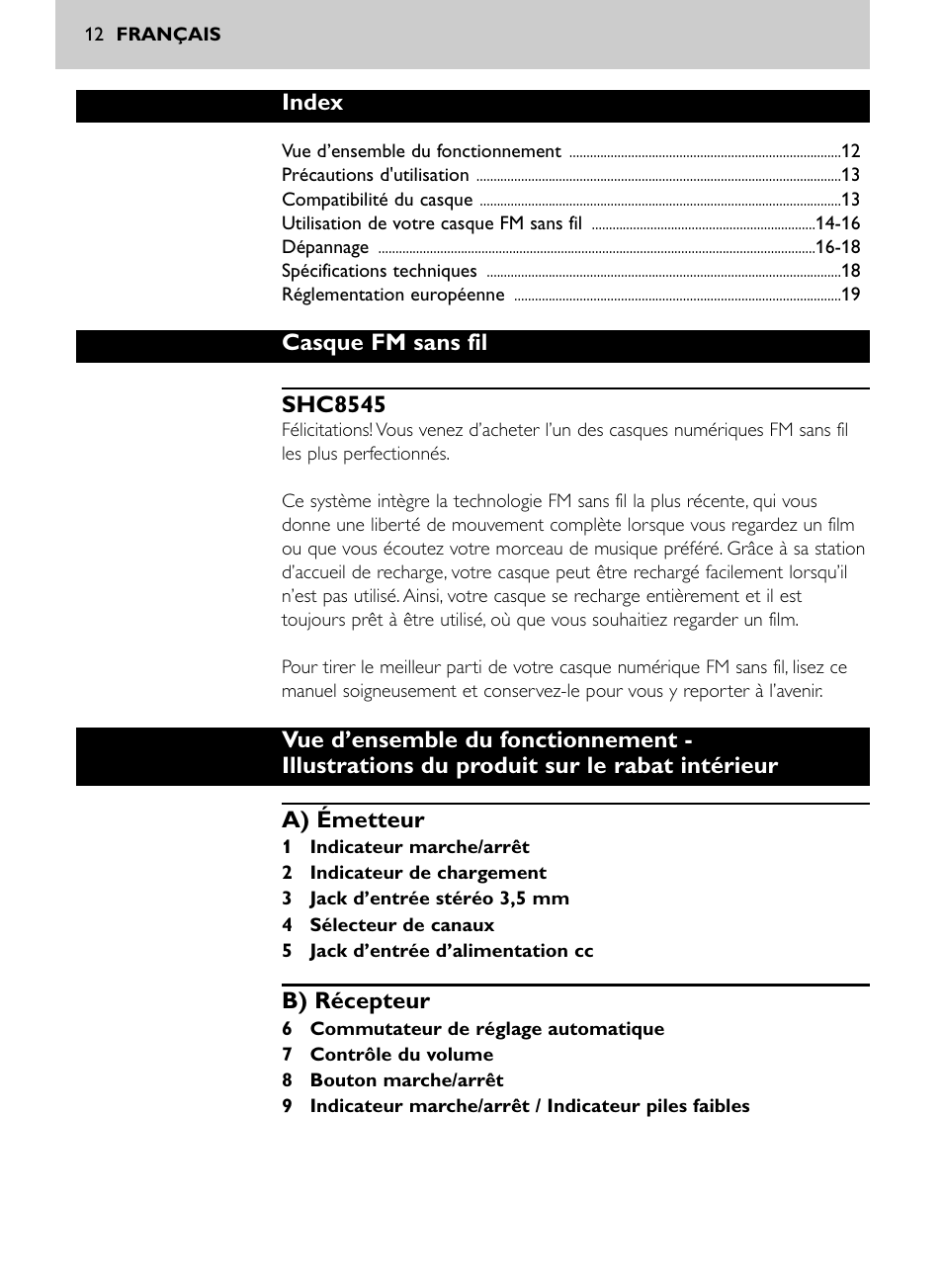 Philips Auricular Hi-Fi inalámbrico User Manual | Page 12 / 150