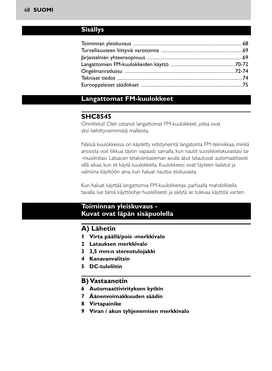 Philips Auricular Hi-Fi inalámbrico User Manual | Page 68 / 150