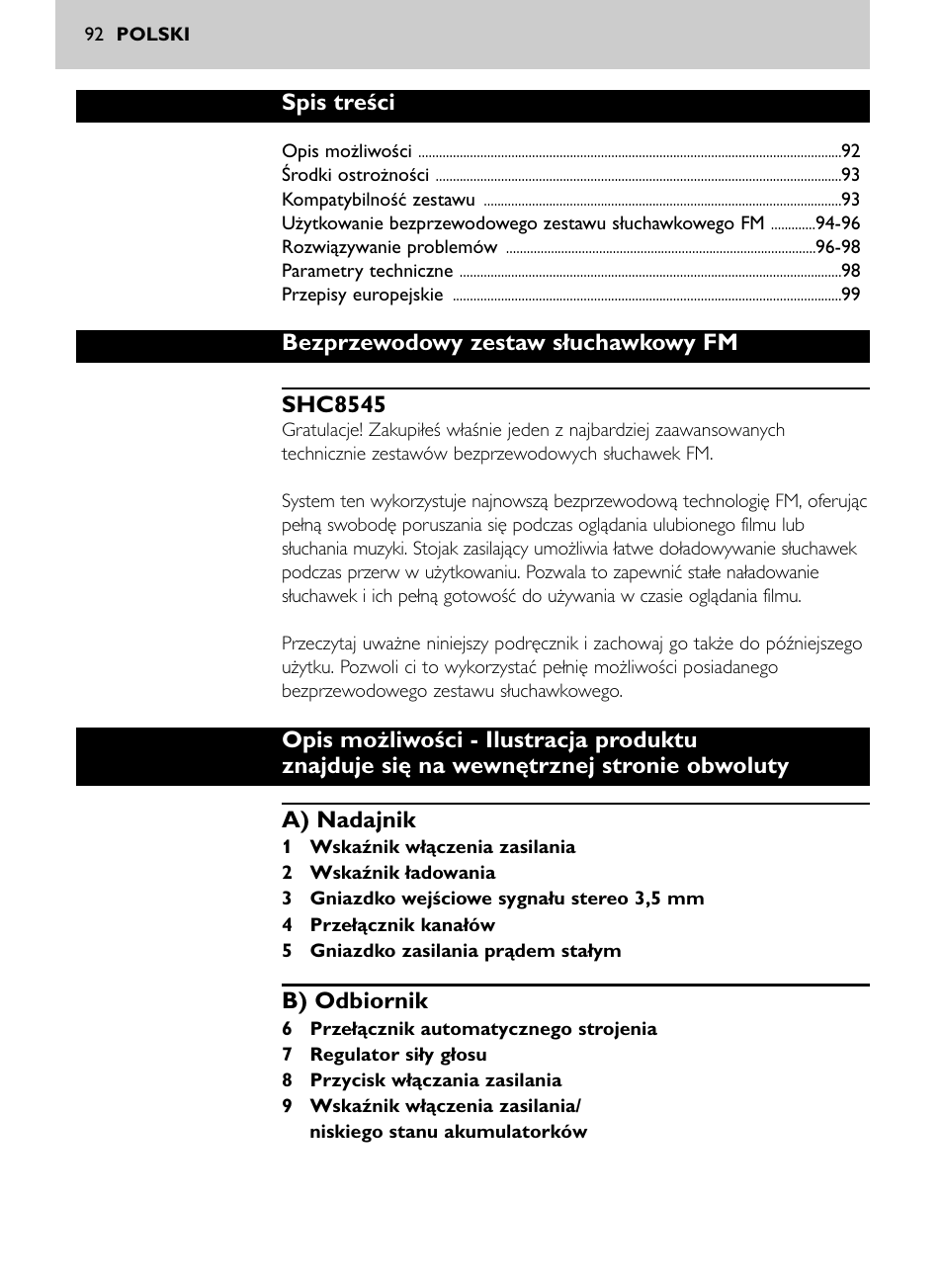 Philips Auricular Hi-Fi inalámbrico User Manual | Page 92 / 150