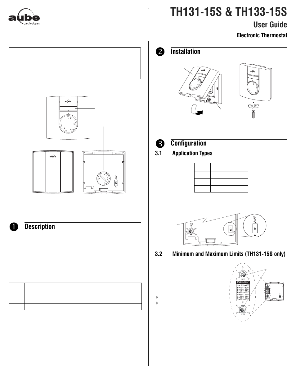 Aube Technologies TH133-15S User Manual | 3 pages