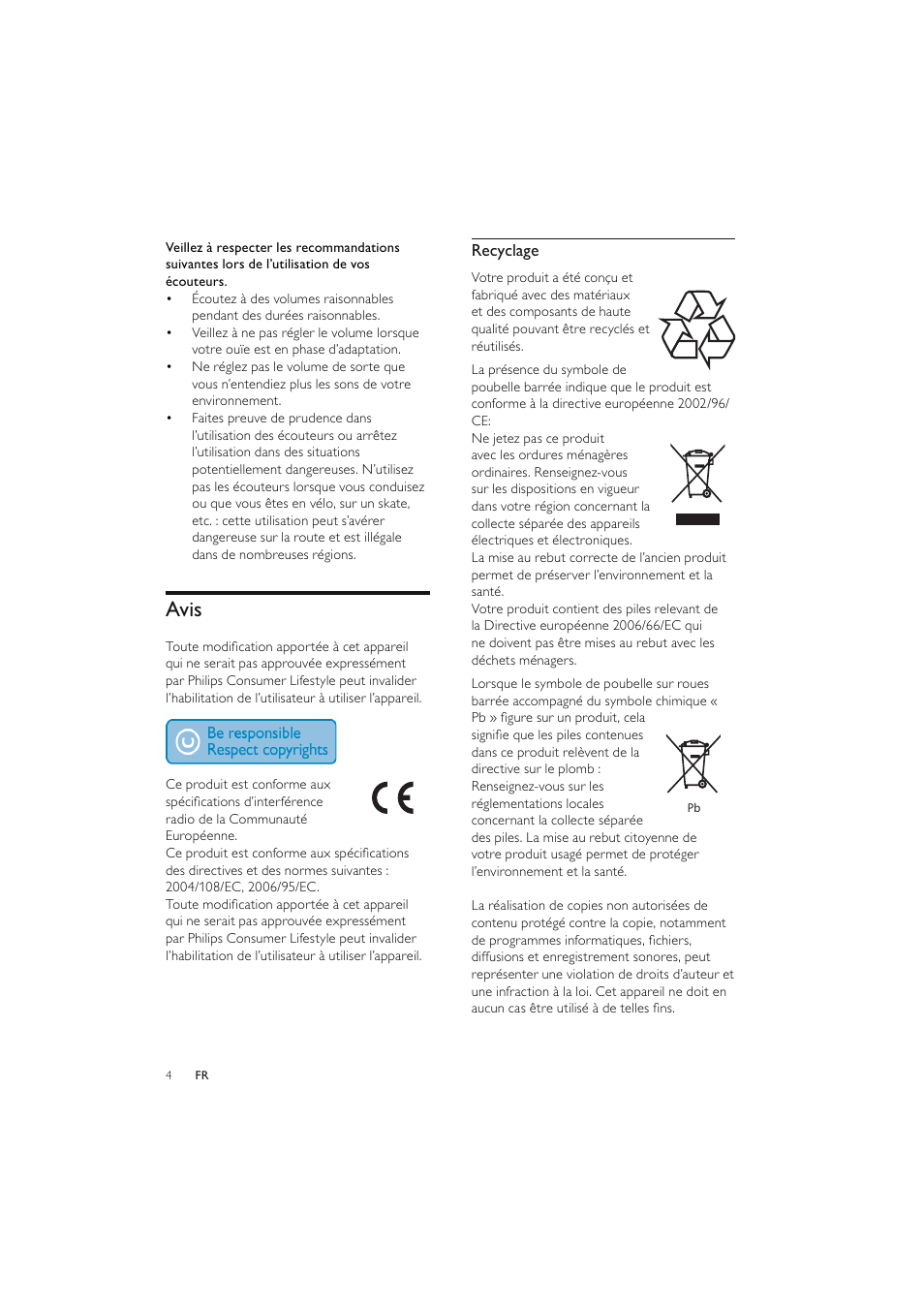 Avis | Philips Elegante microcadena User Manual | Page 100 / 192