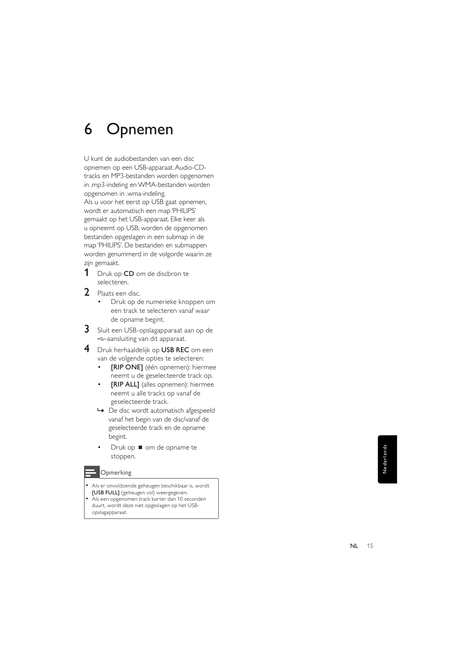 6 opnemen | Philips Elegante microcadena User Manual | Page 159 / 192