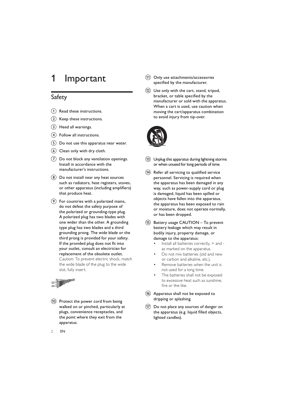 1 important, Safety | Philips Elegante microcadena User Manual | Page 3 / 192